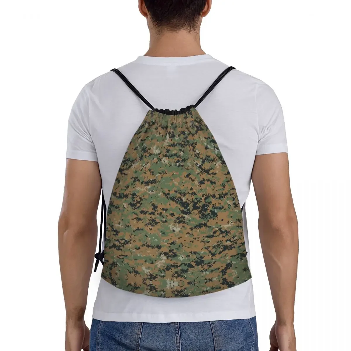 Camouflage Drawstring Bags, Custom, Militar, Exército, Camuflagem, Ginásio, Esportes, Compras, Yoga, Woodland, Homens, Mulheres