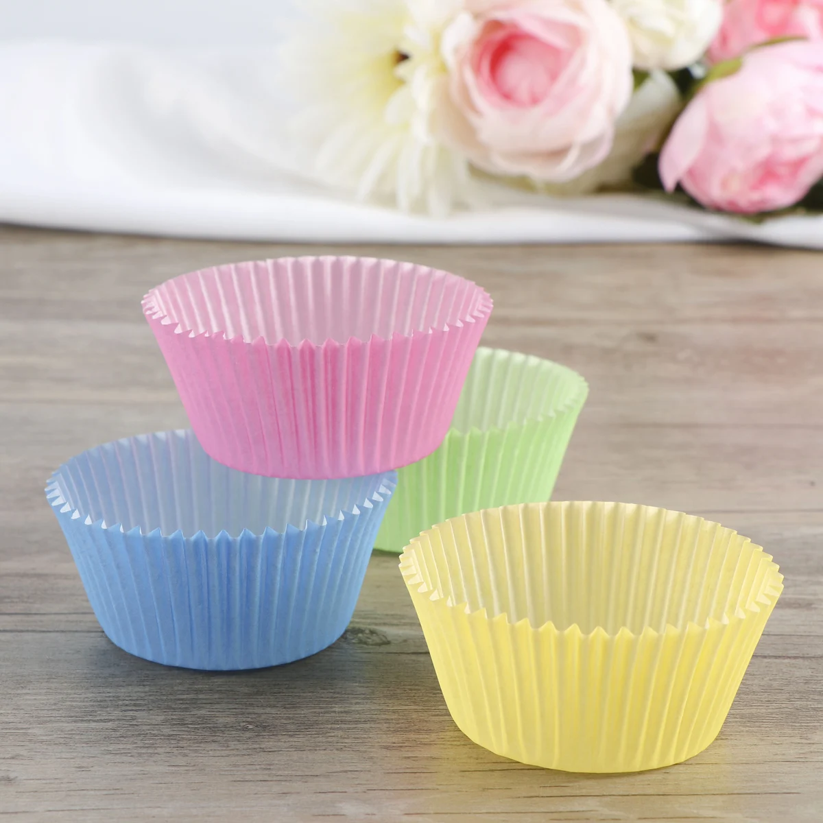 

100 pcs Cupcake Wrappers Liners Assorted Colors Precise Design Top Class Paper Food Safe Wedding Birthday Halloween Christmas