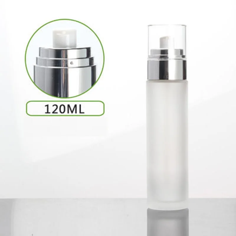 

120ml frosted glass bottle shiny press pump lotion/emulsion/foundation/serum/whitening/toner foundation skin care packing