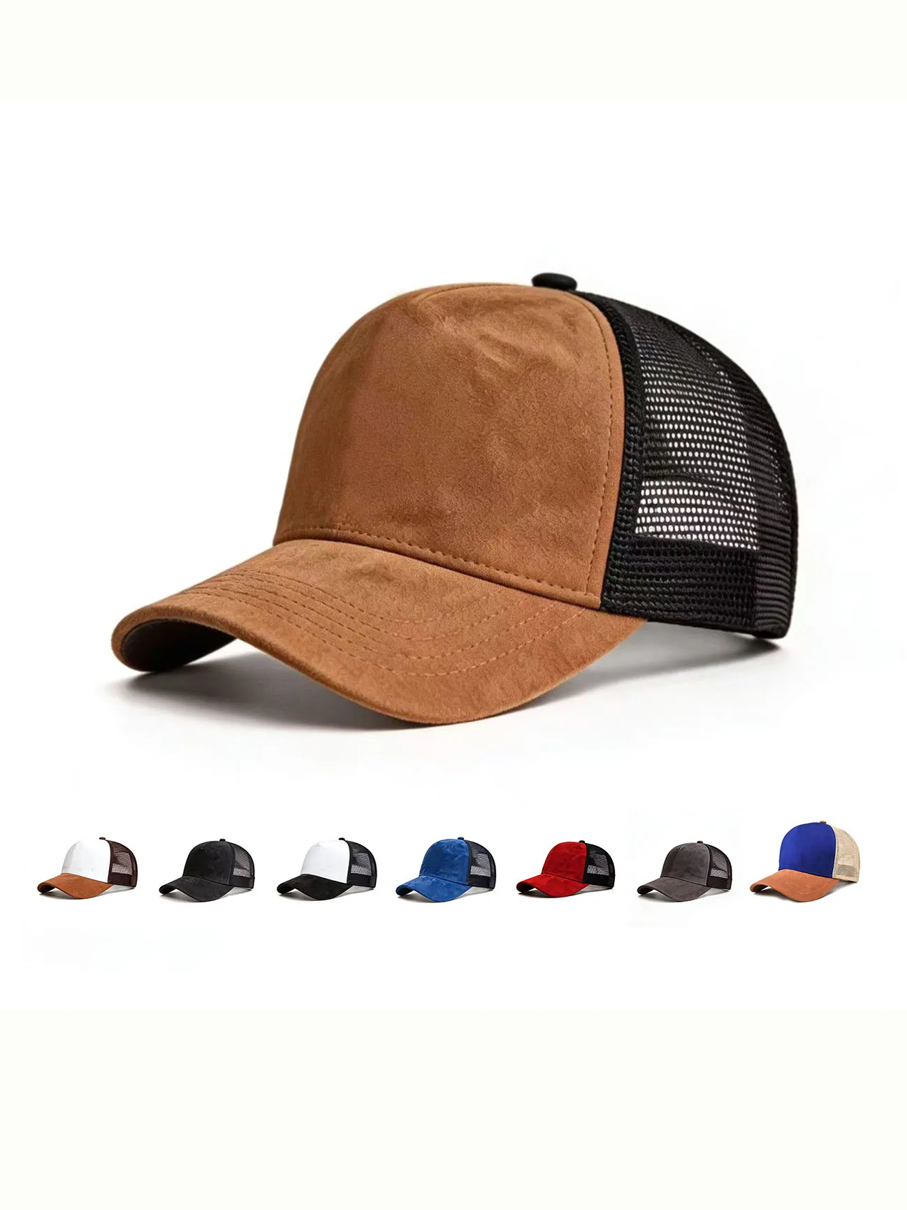 Neue Sommer Mesh Baseballkappe Damen Herren Einfarbige Wildleder-Kappe Patch Snapback Hut Lässige Atmungsaktive Unisex Street Hip Hop Trucker Caps – Detail 1