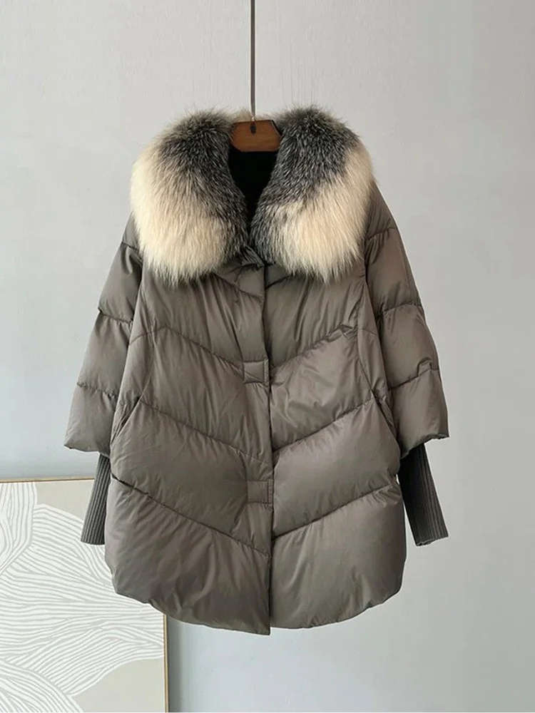 Forró Anyaállat Ingó- outerwear Csináltatás Alsófokú kabát Címerpalást Nők téli Alvóhely 90% Fehér Hamis hang Alsófokú kabát vel biss Gyapjú- Csőbilincs Alvóhely