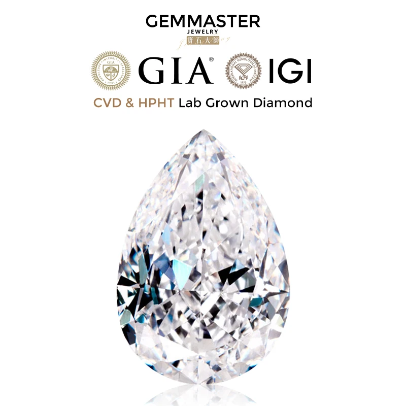 

Pear cut Lab Grown Diamond With GIA IGI certificate Loose Diamond Wholesale CVD HPHT Synthetic Diamond D E F G Lab Diamond VVS