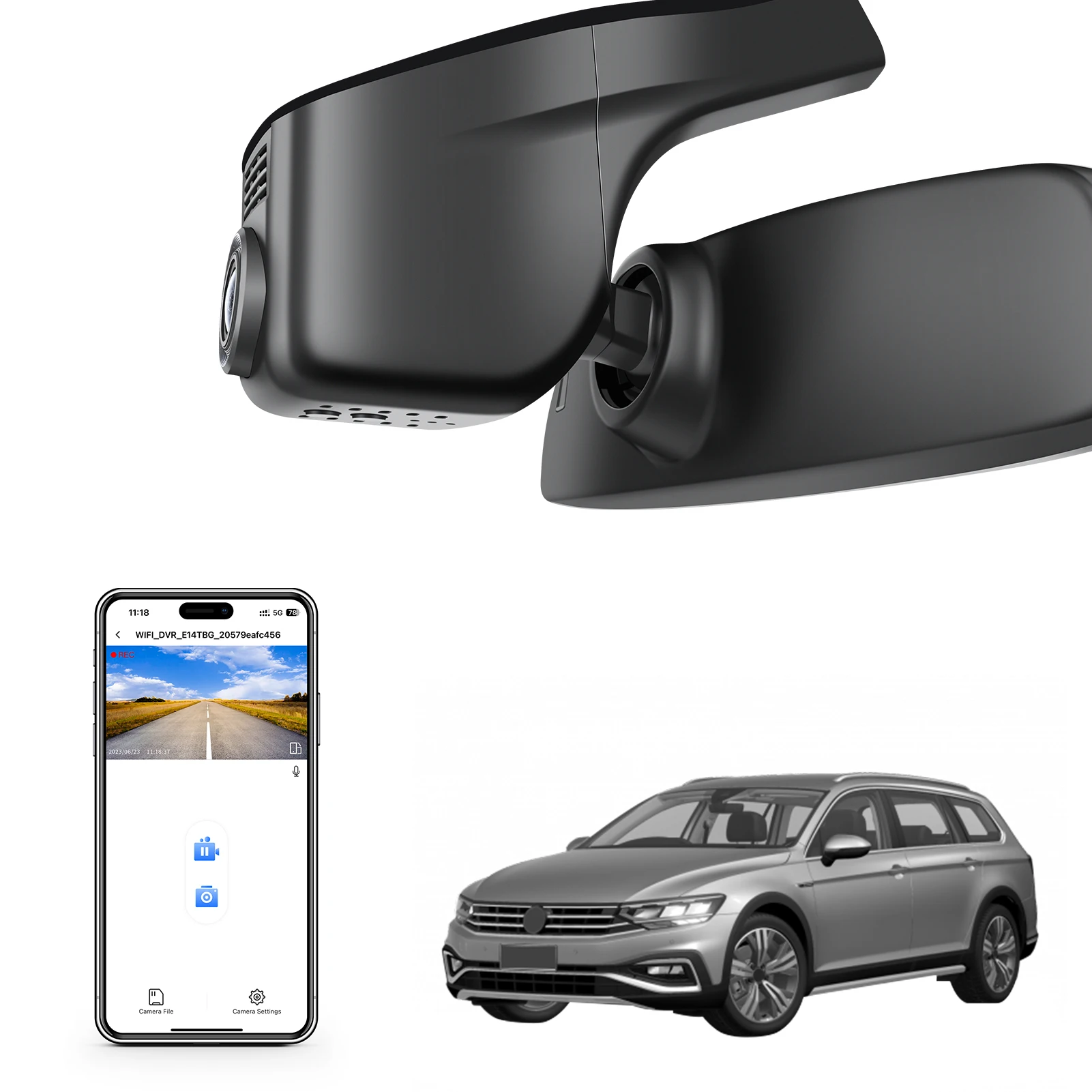 Mangoal 4K Dashcam voor VW Passat B8 Autocamera Recorder 2015-2024 (Model A/B) HD Nachtzicht WiFi APP GPS Dashcam