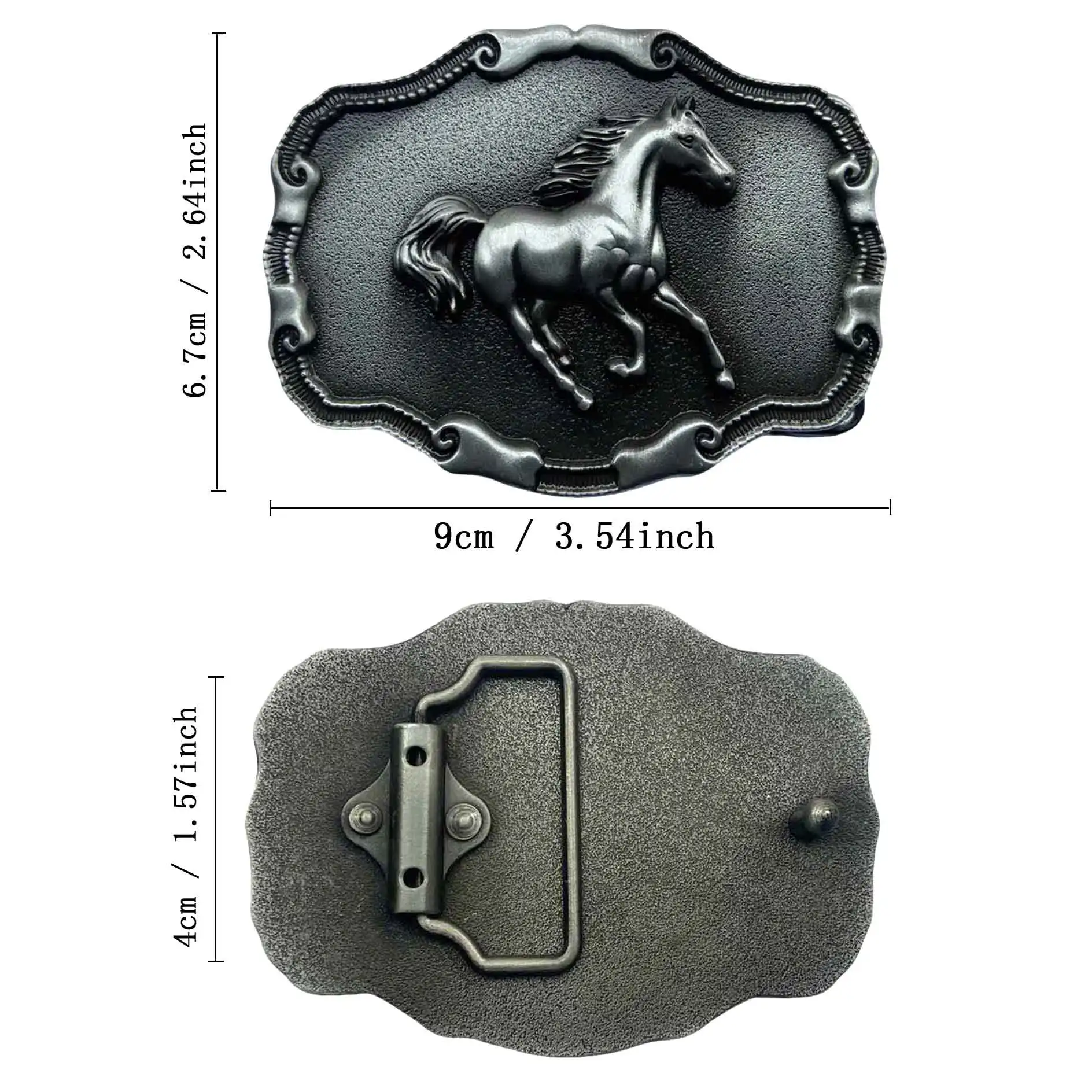 Running Horse Belt Buckle - Retro Western Cowboy Style Embossed Belt Buckle for Men