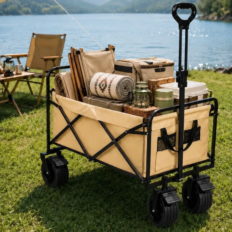 Outdoor Camping Foldable Wagon Child Reclining Stroller Vendor Cart Outdoor Camping Foldable Cart Foldable Trolley