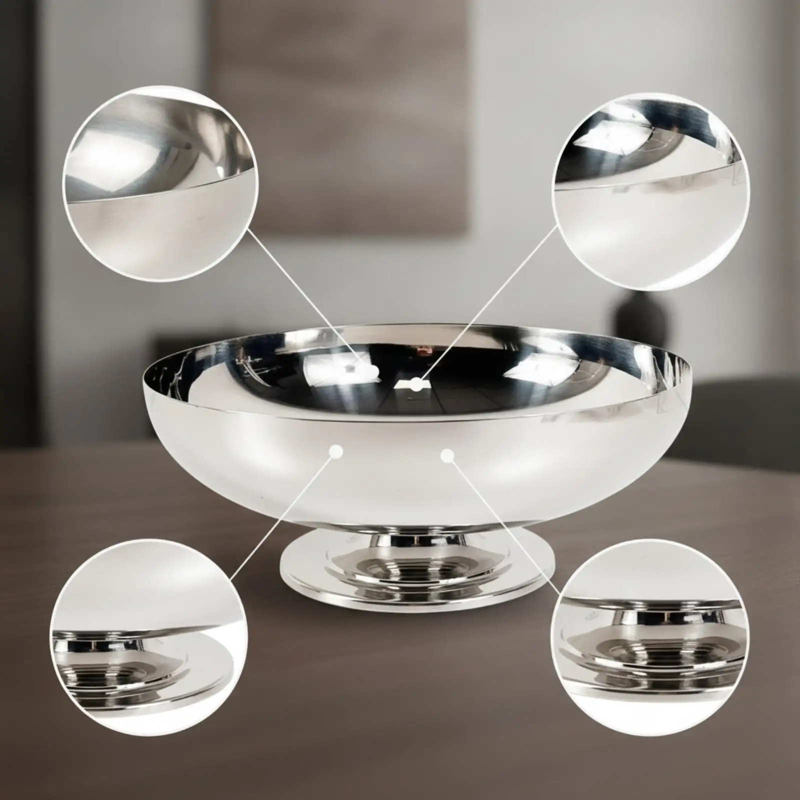 Mirror Shine Stainless Steel Champagne Bucket Raised Pedestal Centerpiece Fruit Dish for Kitchen