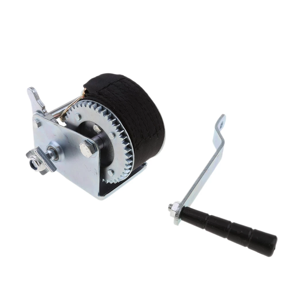 1 Set Boat Trailer Hand Winch Gear Synthetic System with Strap and Heavy Duty Hook