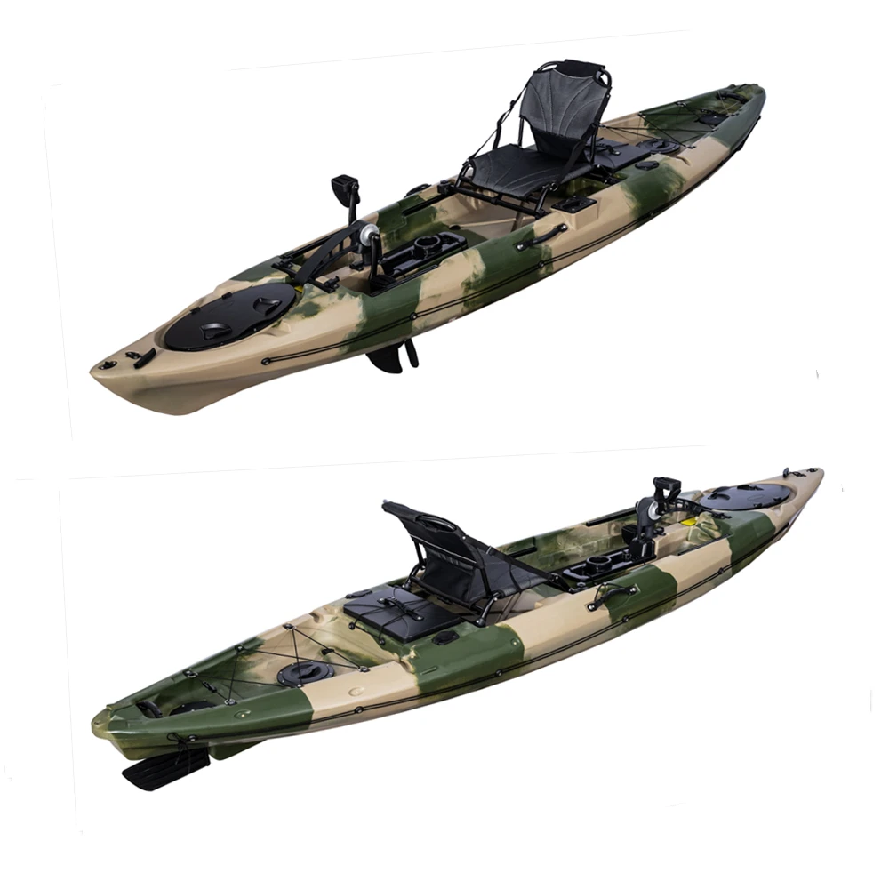 Lsf fábrica 3.6m 12ft 1 pessoa único assento pé pedal unidade barco de pesca caiaque paddle quadro cadeira leme para água do oceano