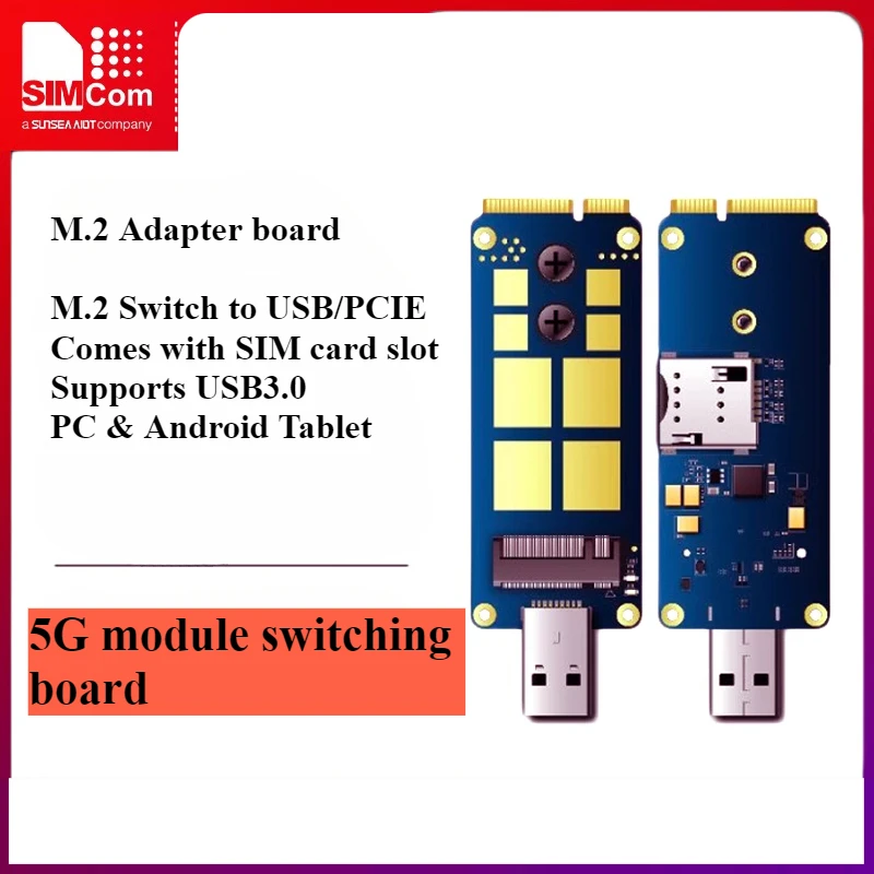 Scheda adattatore Simcom core M.2 Scheda di sviluppo USB/m-PCIE dual-pass 5G con slot per scheda SIM inclusa antenna