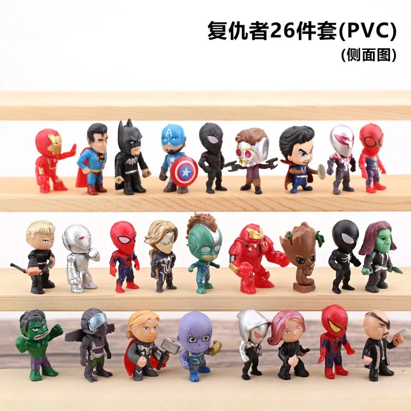 26 pz/set Marvel Avengers Superhero Series Anime Figures Model regalo per bambini Boy Kids Toys figurine Movie Character Statue