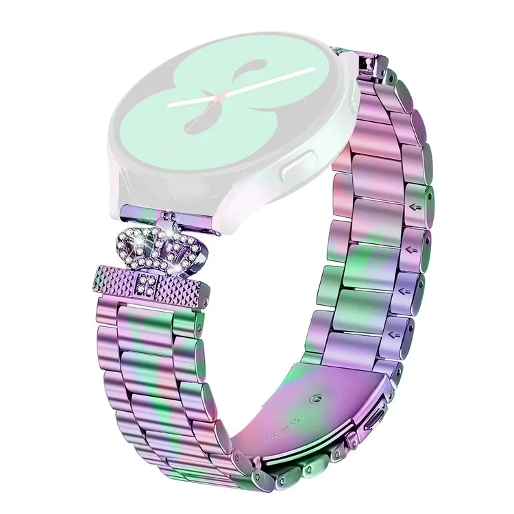 

For Huami Amazfit GTS 2e Stainless Steel Strap Crown Shape Rhinestone Decor Watch Band - Colorful