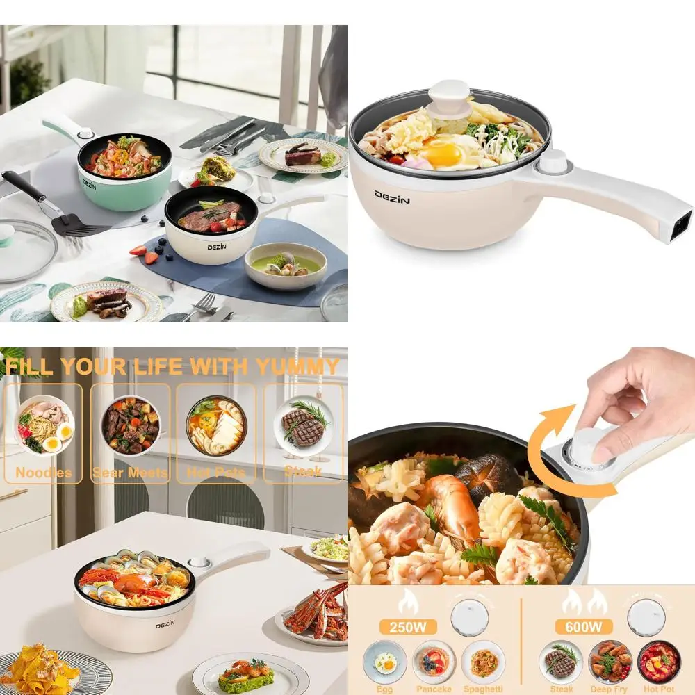 

Upgraded Non-Stick Electric Hot Pot, 1.5L Portable Mini Pot for Noodles, Steak, Eggs, Rice, and Adjustable Soup Power