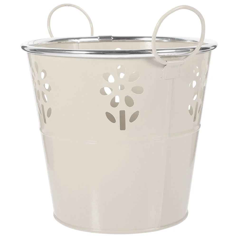 Tin Bucket Storage Metal Buckets with Handles Galvanized Flower Pots for Indoor Plants