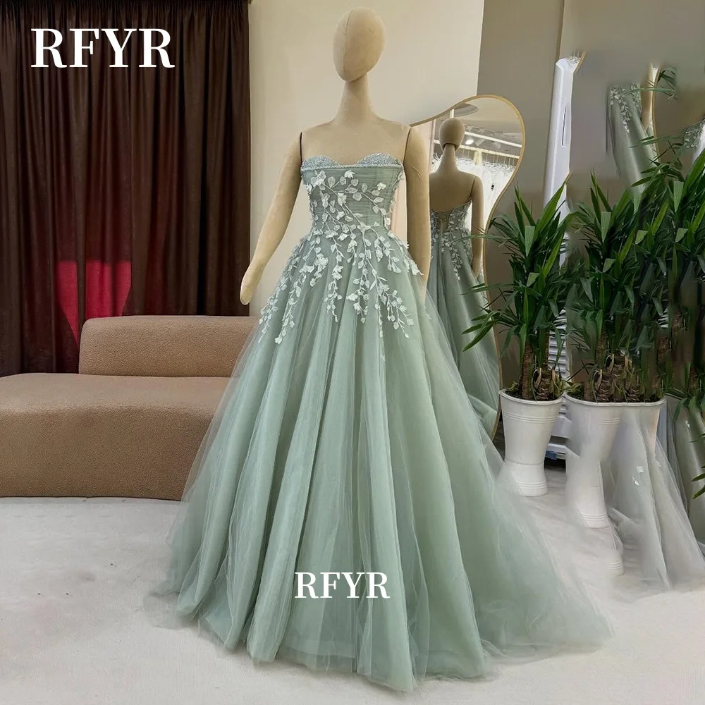 

RFYR Lace Applique Evening Dress A Line Prom Dress Elegant Princess Gown فساتين مناسبة رسمية Customized