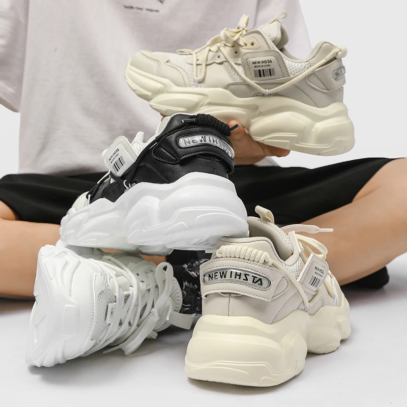 INS Hot Sales Chunky Sneakers Women Thick Sole Jogging Sports Shoes Men Mesh Breathable Platform Dads Shoes Male Walking Shoes