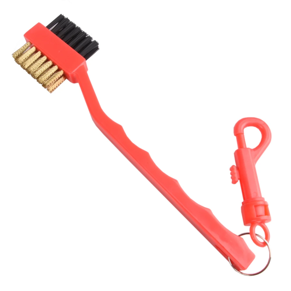 Double-Sided Golf Cleaning Brush - Portable Lightweight Two-Head Club Cleaner with Hook for Golfers