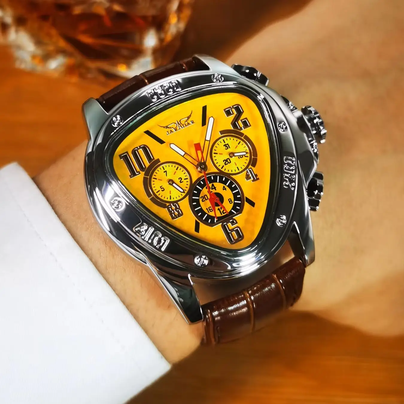 

JARAGAR Fashion Watch for Men Multifunctional Date Display Casual Leather Strap Luxury Brand Sports Automatic Mechanical Watches