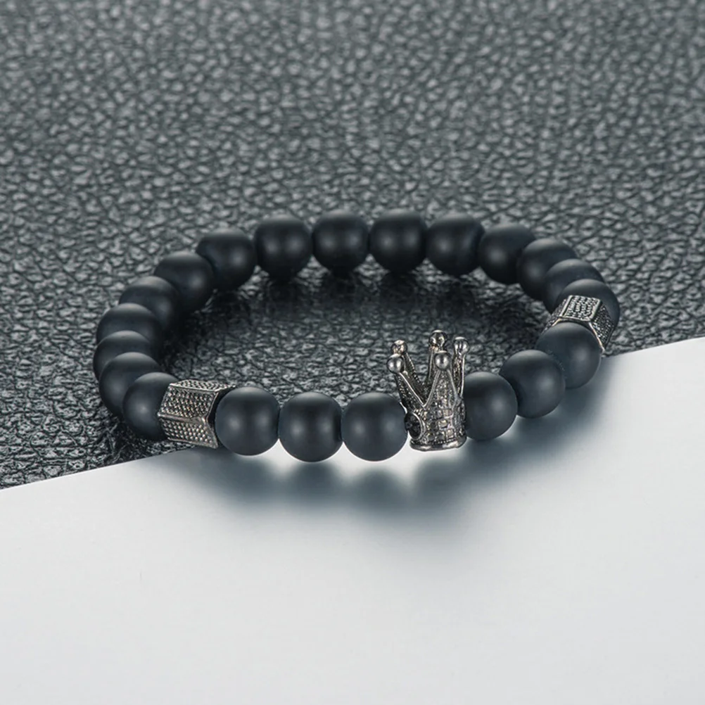 Bracciale a corona fatto a mano in lega di metallo nero Accessorio di moda fai-da-te per l'uso quotidiano, regalo di anniversario per feste