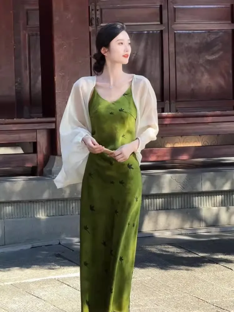 

Elegant Summer Women's Sheer Chiffon Sun Protection Clothing with Strap Vest Outerwear Small Shawl Cardigan Air Conditioning ...