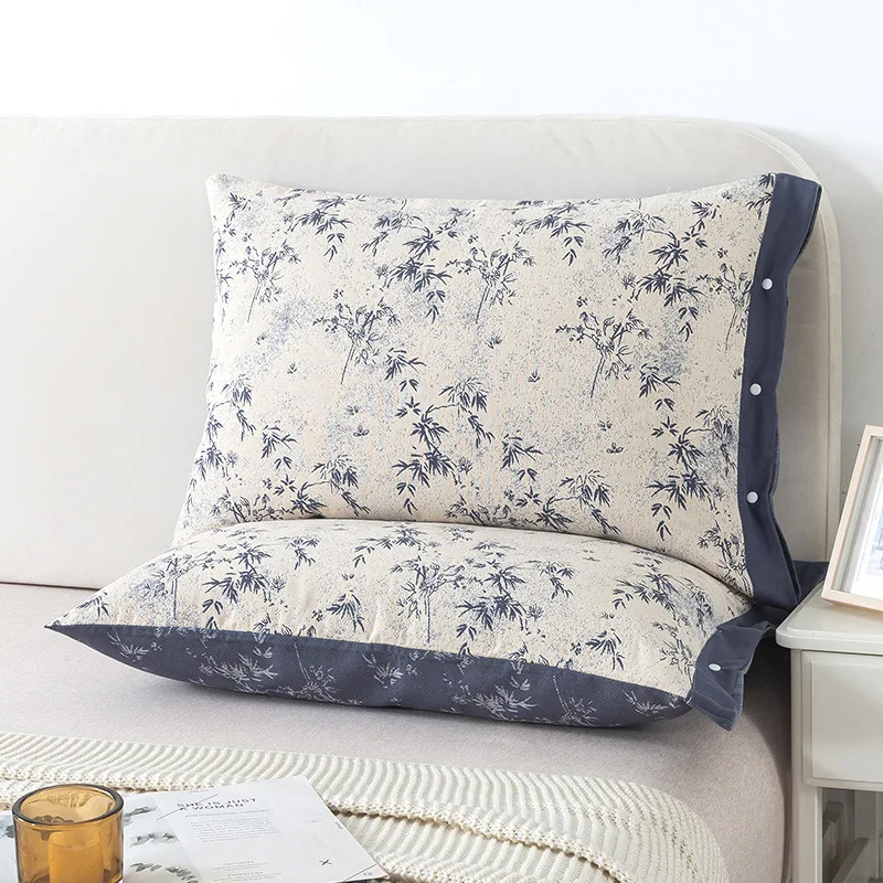 1 Pair Envelope Pillow Case For Bed Decorative Pillows Cotton Gauze Skin-Friendly Household Pillowcase Pillow Covers 50*75cm