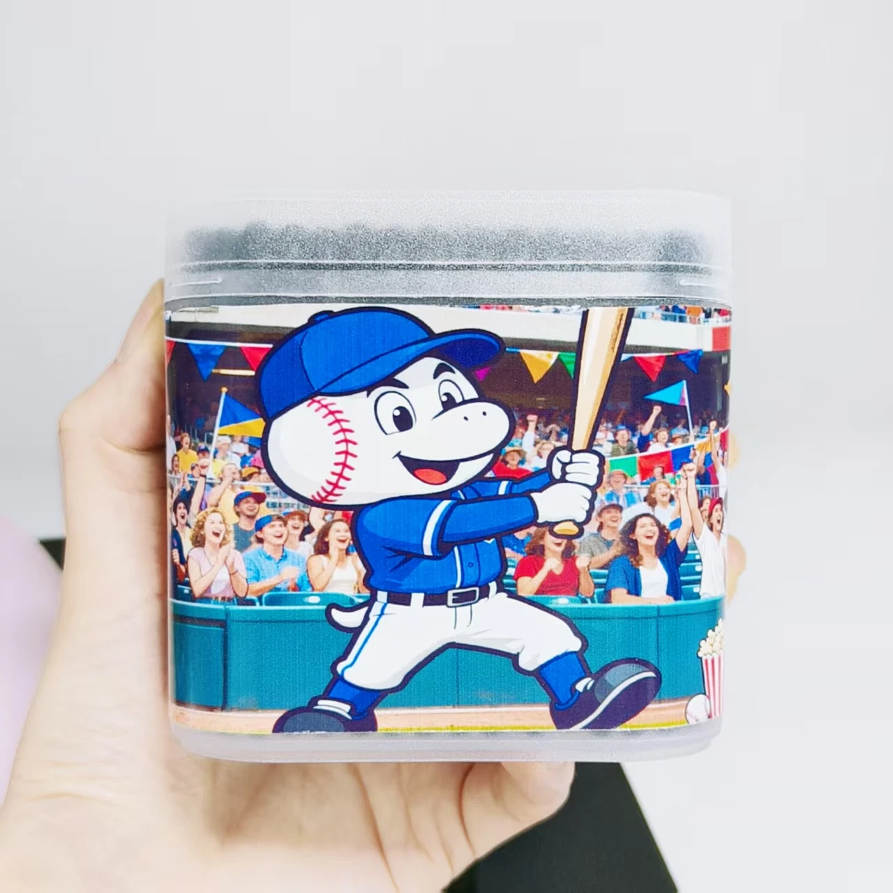 600 PZ (3 SCATOLE) tema baseball batuffolo di cotone nero scatola per scrub batuffolo di cotone a doppia testa