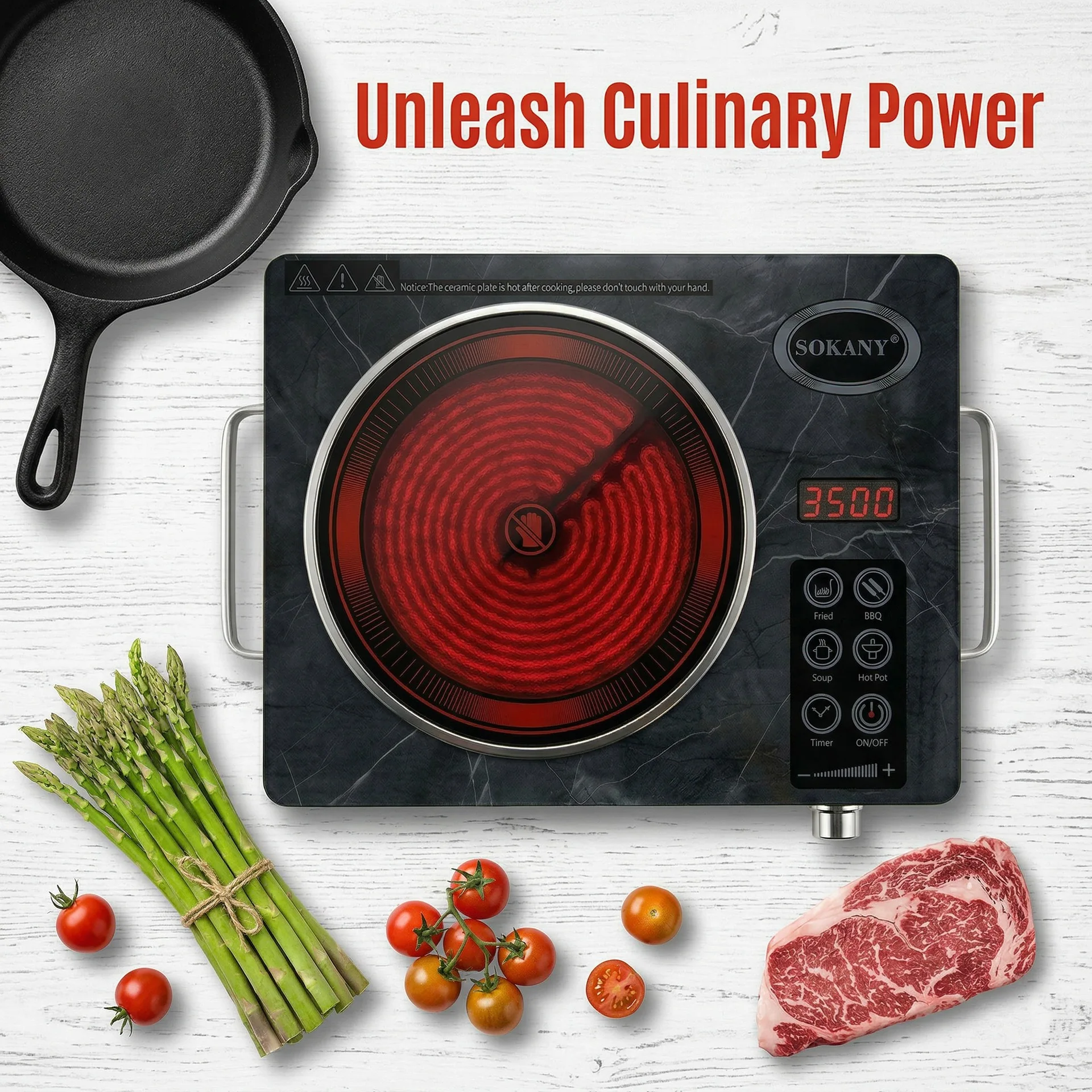 

European standard household electric heater 3500W kitchen cooking smart temperature control touch screen electric stove