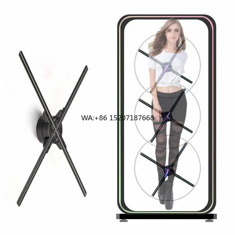 Proyector 3D de holograma de 1080P y 70cm, paneles holográficos 3D, Decorativos, pantalla de holograma 3D, ventilador de holograma para Halloween