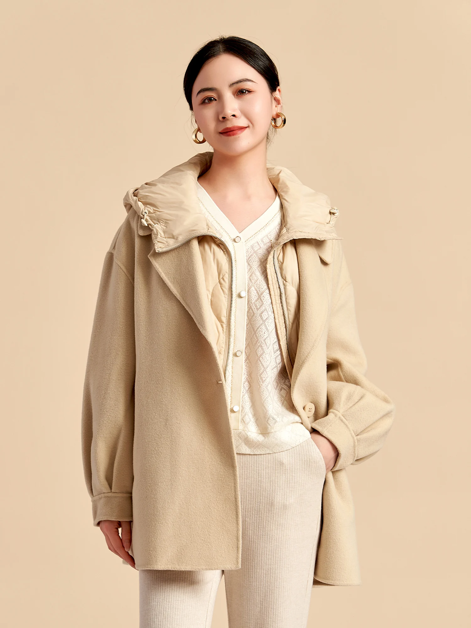 

Yanfen 2024 Winter New Lightweight Warm down Vest Double Face Woolen Coat Two Piece Set Women's Faion Woolen Outerwear