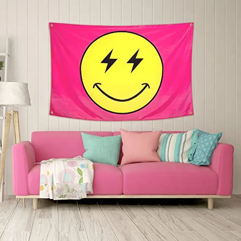 VIKAMA ins Wind Lightning Eye Smiling Face Tapestry American Trend Wall Hanging Bedroom Dormitory Tapestry Home Decoration