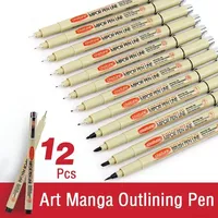 Art cartoon Outlining Pen Pigment Liner Micron Pen Marker set Hook Line Needle Pen for Sketch Soft Brush Stationery Art Supplies