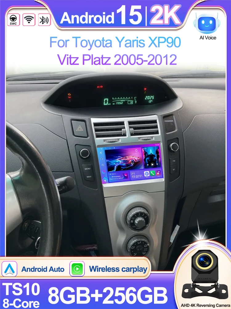 7'' Android 16 autoradio voor Toyota Yaris Xp90 Vitz Platz 2005 - 2012 GPS navigatie stereo Carplay auto multimedia videospeler - afbeelding 2