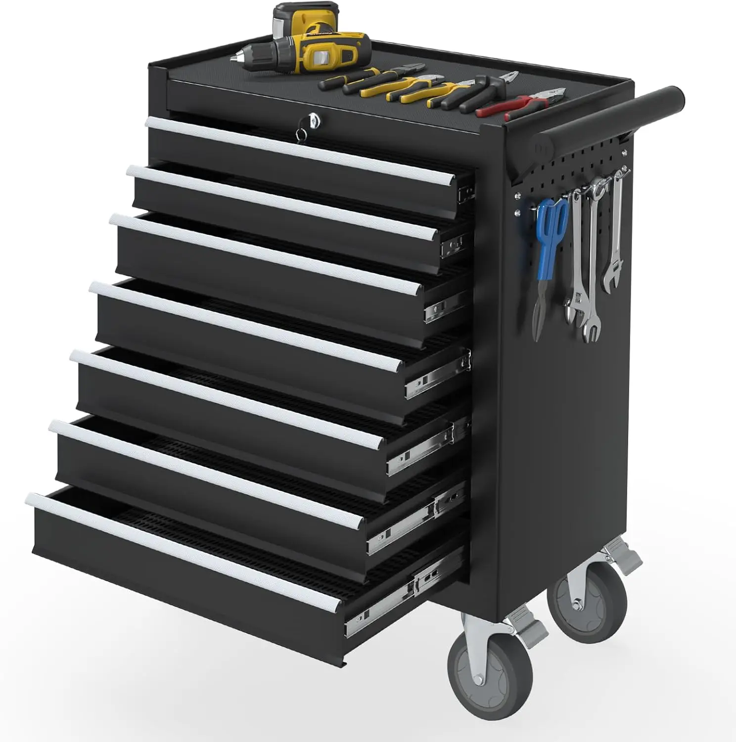 

7 Drawers Rolling Tool Chest with Wheels, Rolling Tool Chest with Drawers, Portable Rolling Tool