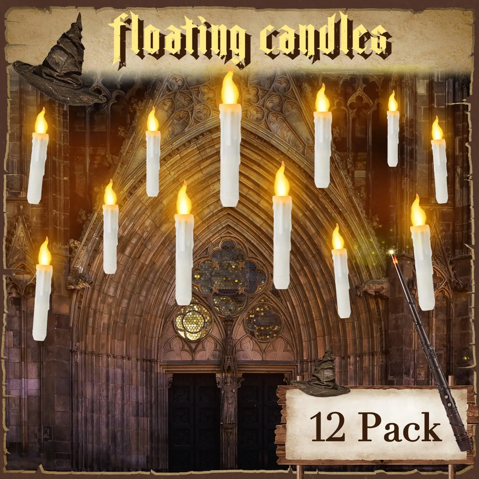 

Fantasy Floating Candles With Magic Wand Remote Led Candles With Flickering Flame Battery Operated Candles For Halloween Xmas