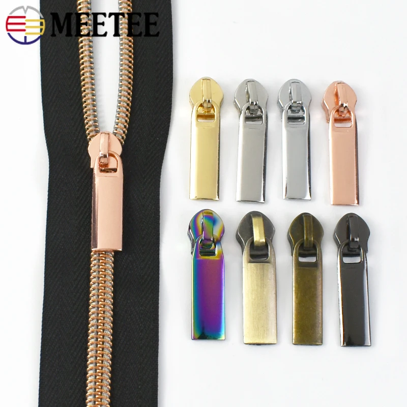 

10/20/30Pcs Meetee 3# 5# Zipper Sliders for Nylon Zips Tape Bag Garment Jacket Zip Puller Head Repair Kit DIY Sewing Accessories