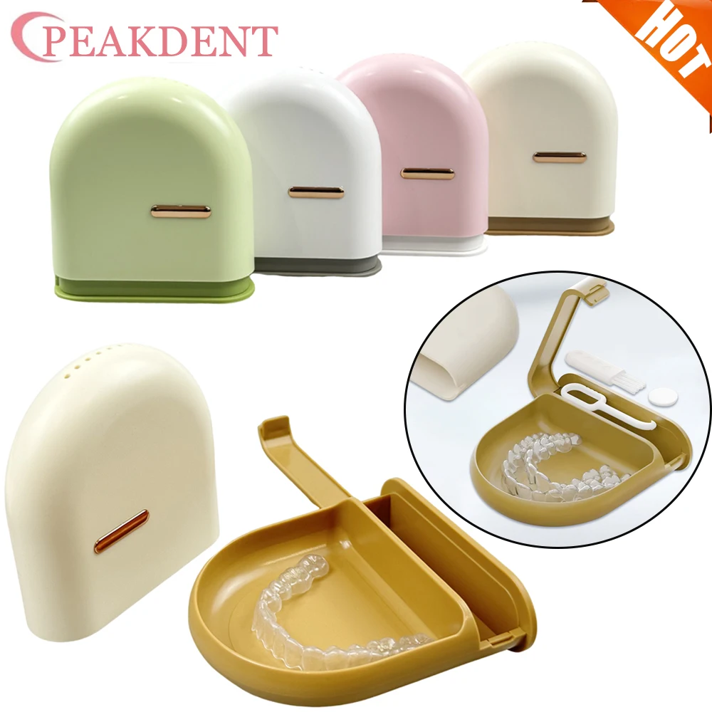 

Portable Mouth Guard Box Retainer Case Oral Cleaning False Teeth Denture Storage Box Teeth Aligner Braces Box Orthod