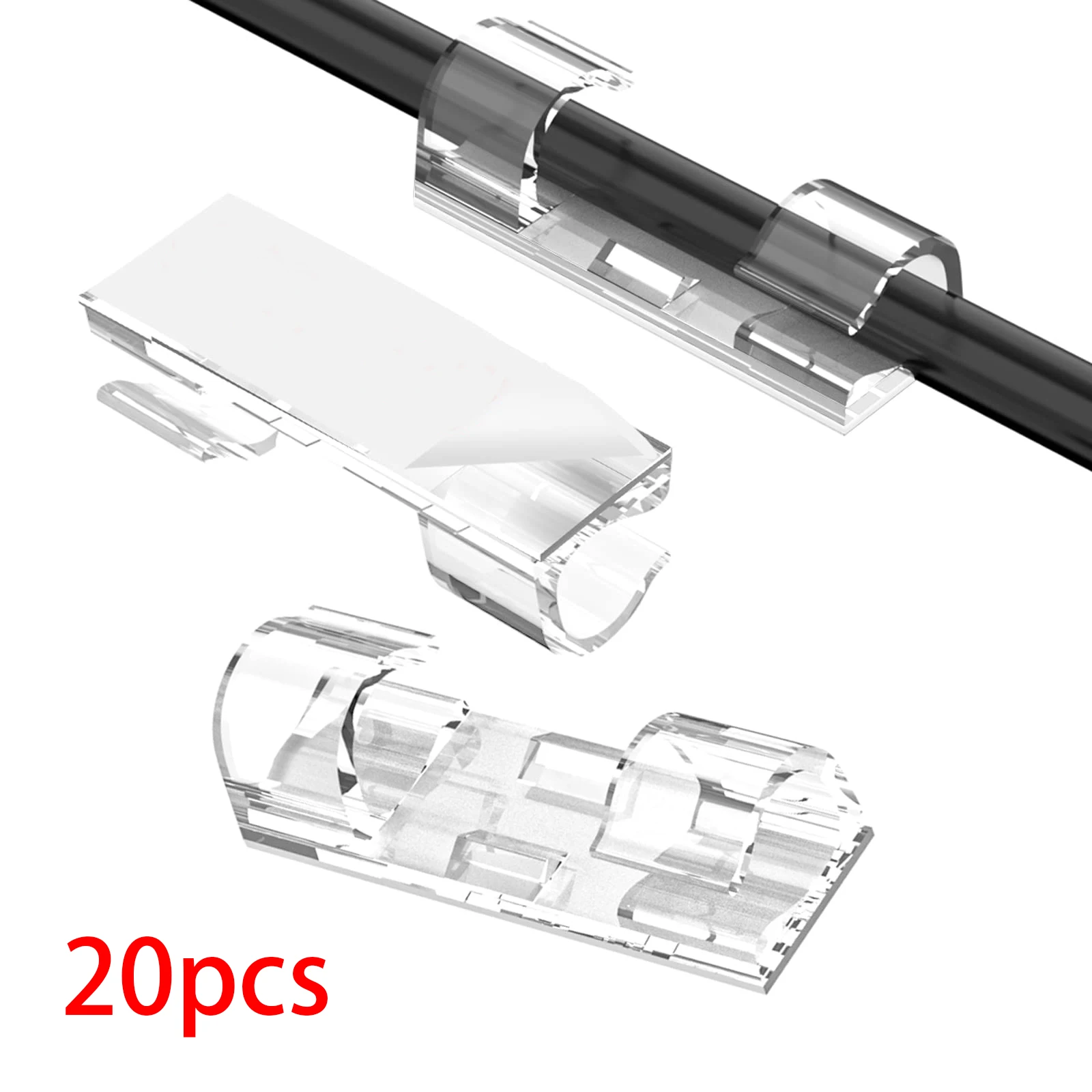 20Pcs Adhesive Cable Clips, Upgraded Wire Holders for Wall, Strong Cord Organizer Under Desk, Car, PC, Christmas Light
