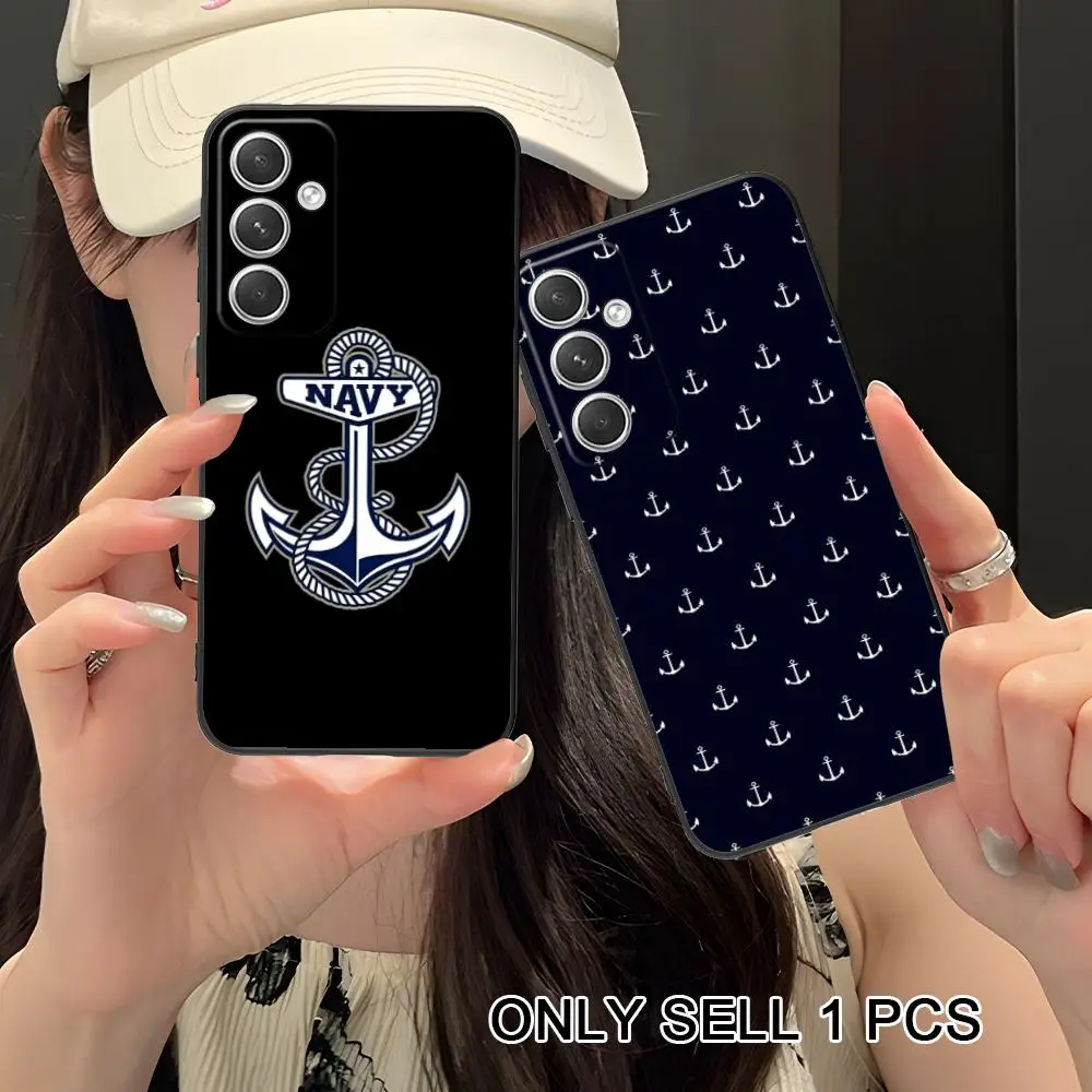 Capa de Celular Pretty Navy Ancora para Samsung Galaxy S26 S25 S24 S23 S22 S21 S20 Note20 Plus FE Ultra, Capa de TPU Macia e à Prova de Choque