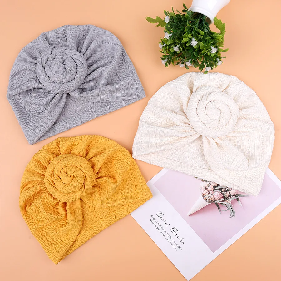 كبير الحلزون الكروشيه عمامة الطفل القبعات Topknot قبعة قطنية طفل صبي فتاة أغطية الرأس بونيه الوليد بيني الاطفال الملحقات #3