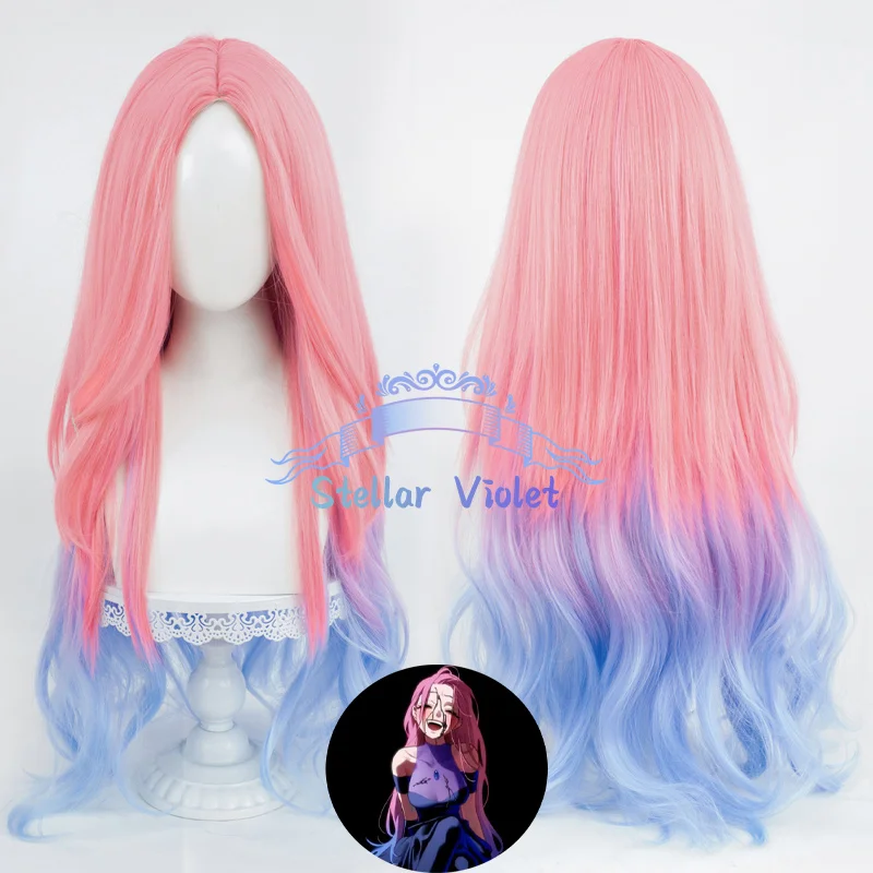 

Аниме Alien Stage Mizi Косплей Парик Розовый Синий 85 см Длинные Вьющиеся Термостойкие Синтетические Волосы Хэллоуин Парики Аниме + Кепка Для Парика