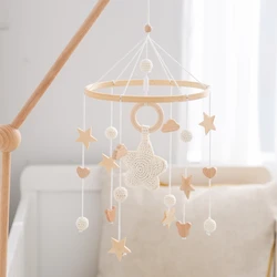 Baby Crib Mobile Bed Bell Rattle Toys Wooden Crochet Stars Pendant Bed Bell Toys Newborn Comfort Crib Bracket Hanging Toys Gifts