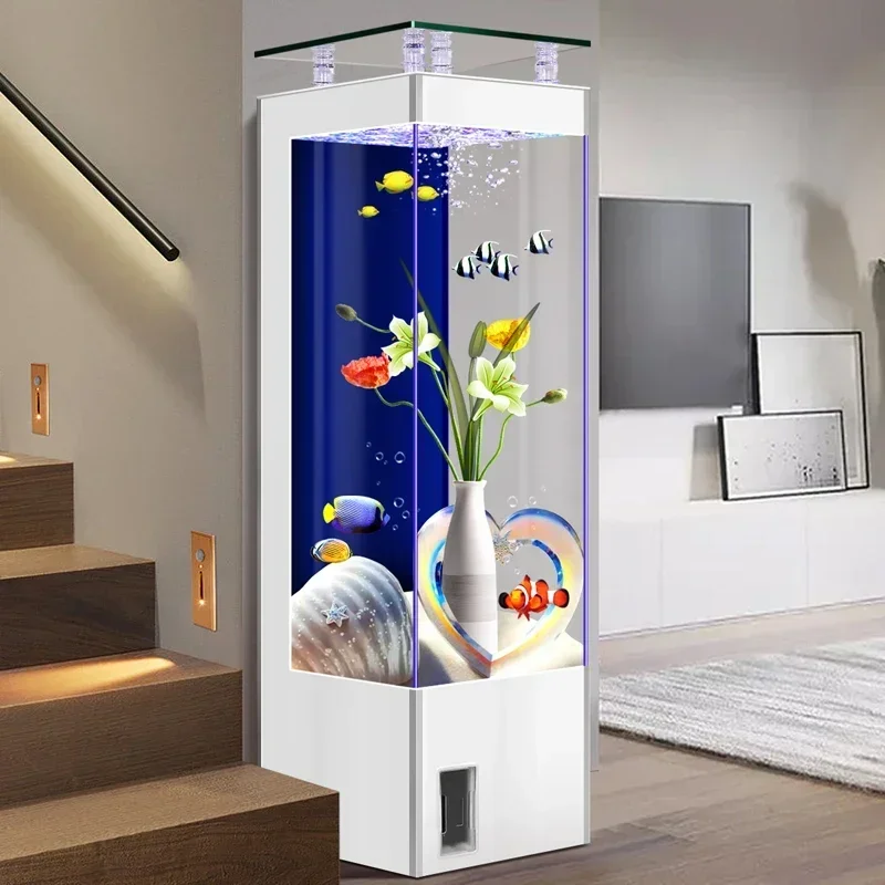 Fish Tank Living Room Small 2023 New Light Luxury Home Floor Vertical Square 2022 Automatic Water Change