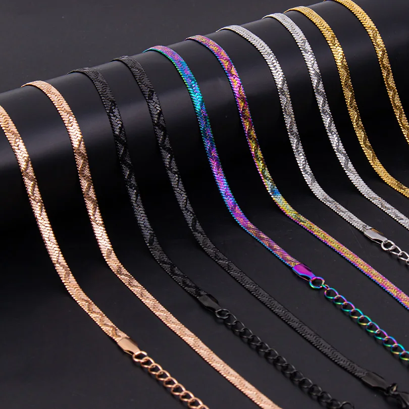 Serpentine Pattern Stainless Steel Snake Chain Necklaces For Women Men Accessories Stainless Steel Jewelry On The Neck Choker