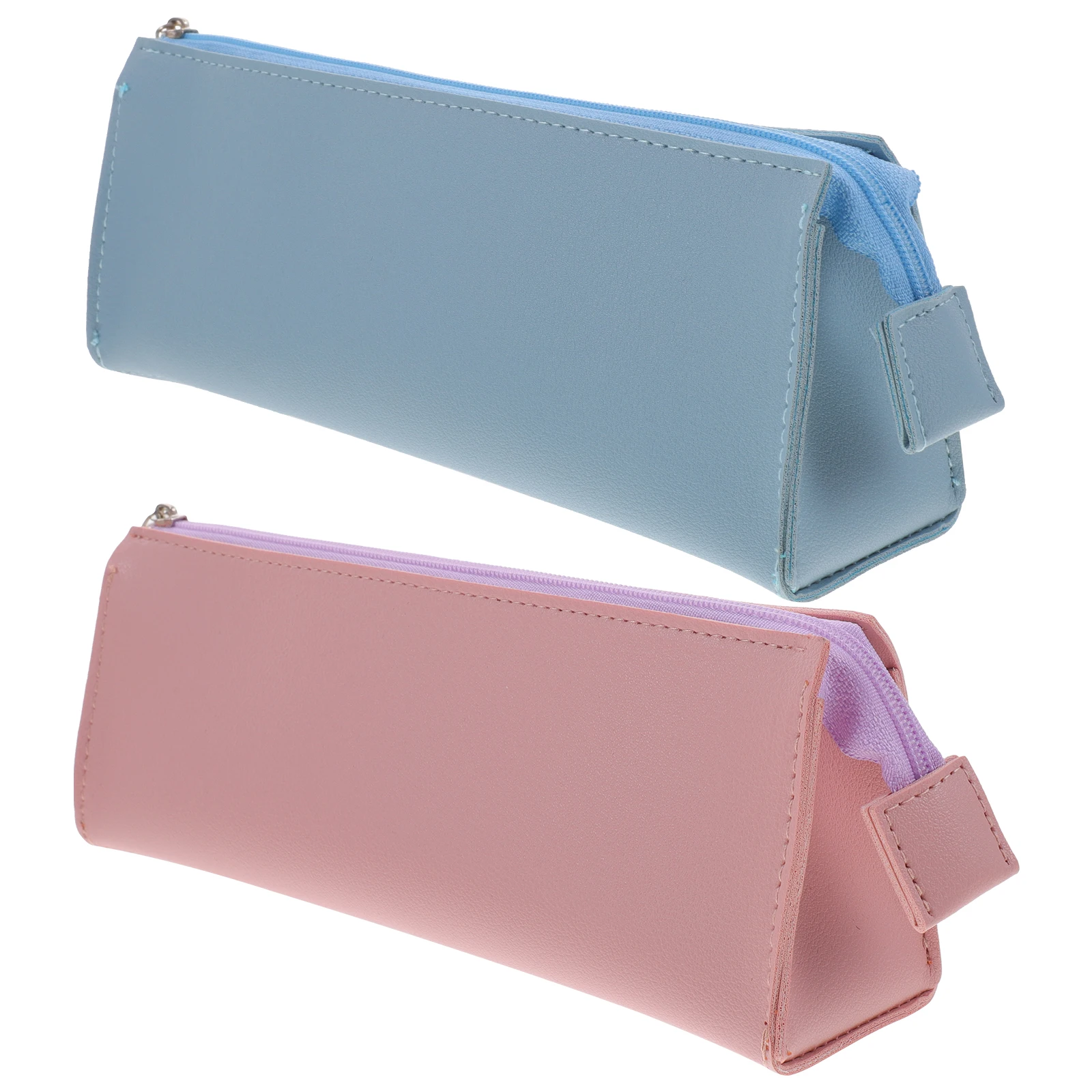 

2 Pink Pcs Makeup Bag Minimalist Pencil Case Stationery Storage Students Holder ganizer Travel Coin Pen Bag PU