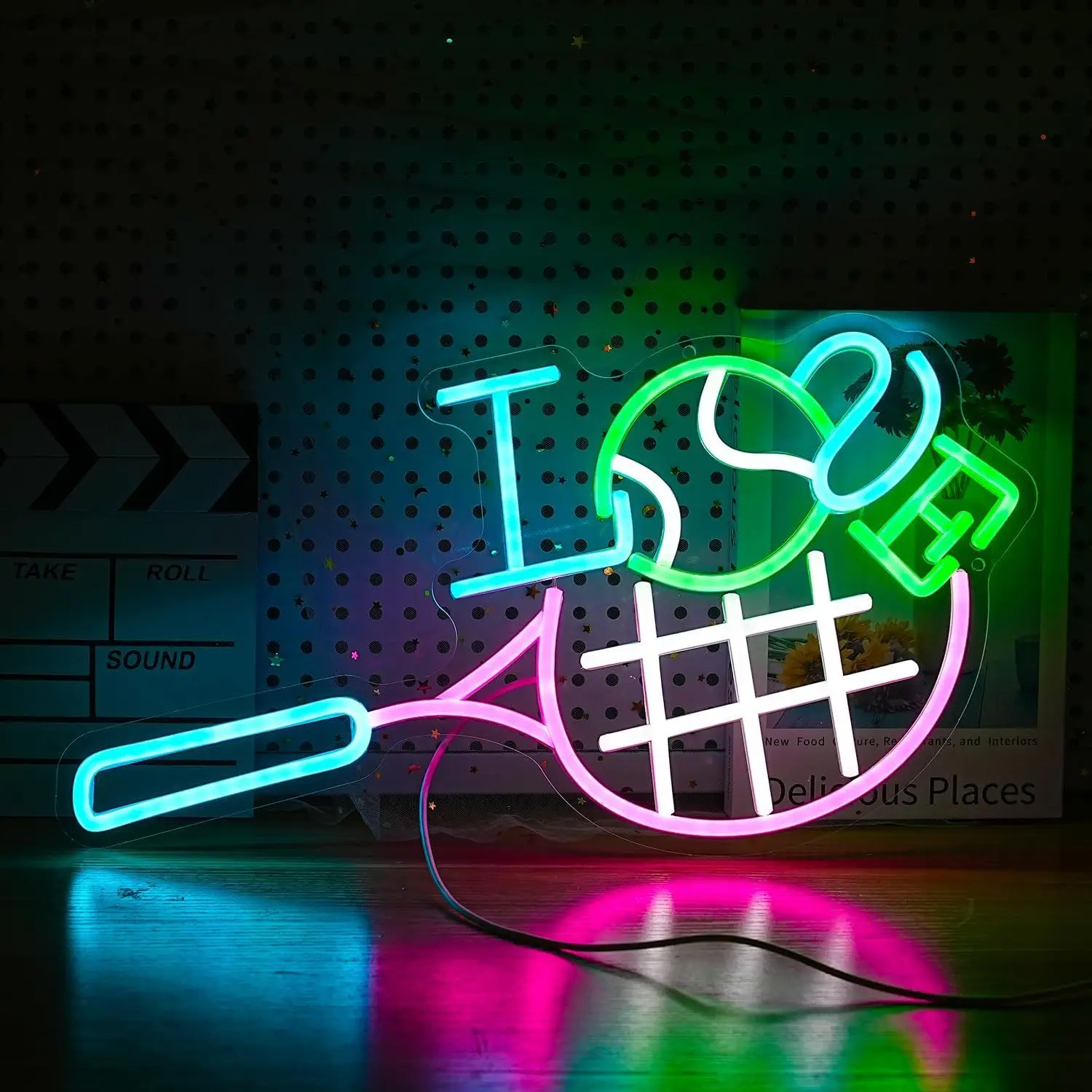 

Светодиодный неоновый свет LOVE Tennis — питание от USB, с диммером, регулируемой яркостью, идеально подходит для игровых комнат, спортивных баров, декора вечеринок
