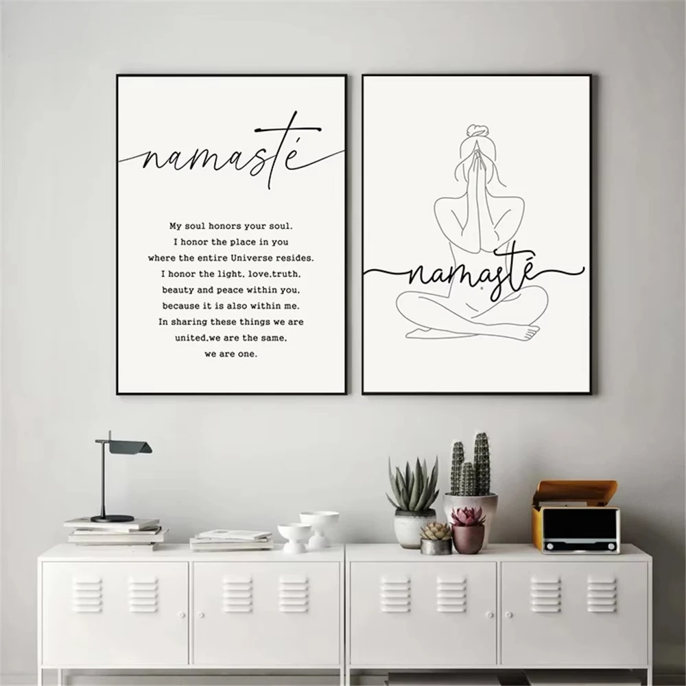 Nude Lines Female Yoga Posters Canvas Paintings Namaste Definitions Wall Art Printing Zen Images Nordic Living Rooms Home Decor