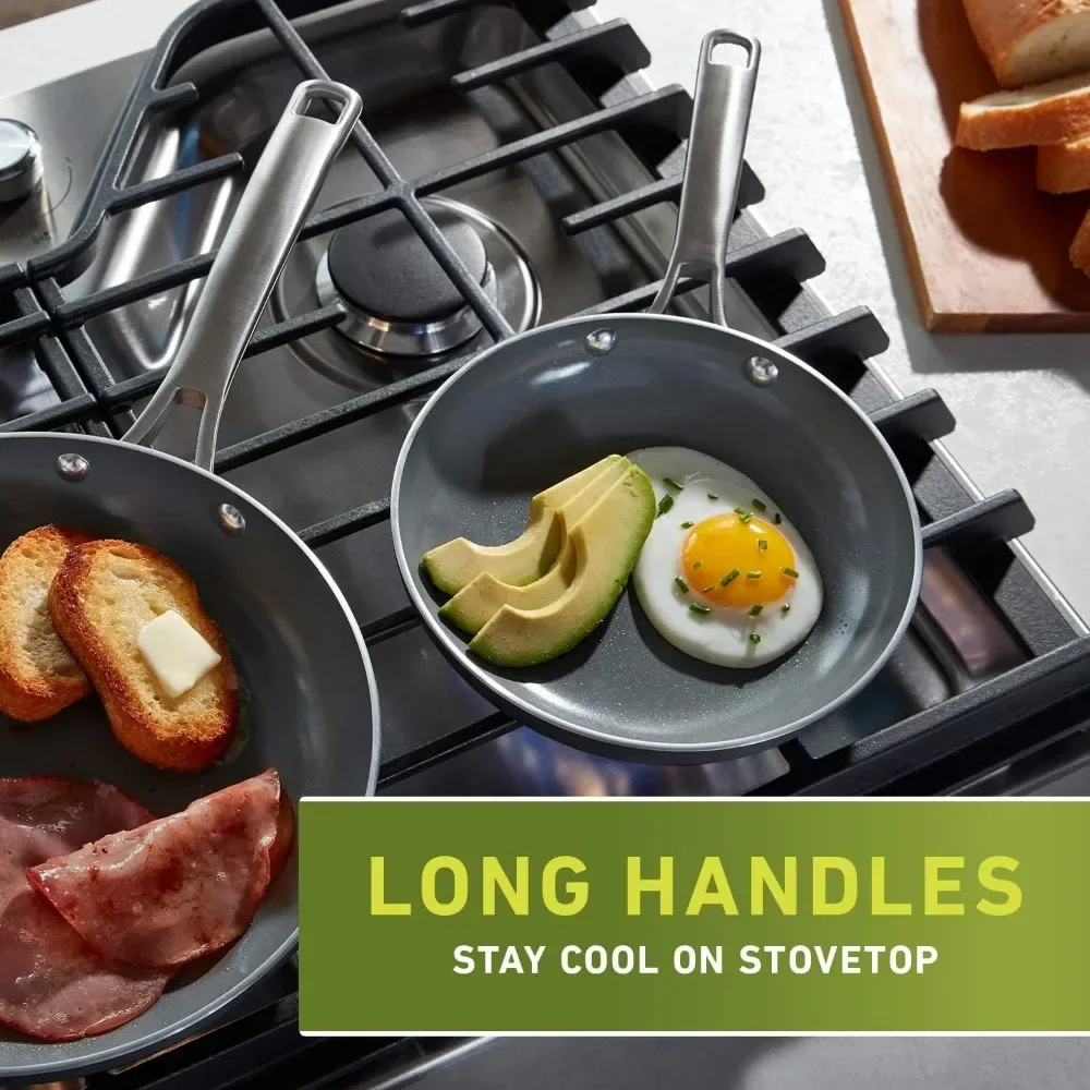 11-Piece Pots and Pans Set, Oil-Infused Ceramic Cookware with Stay-Cool Handles, PTFE- and PFOA-Free, Dark Grey