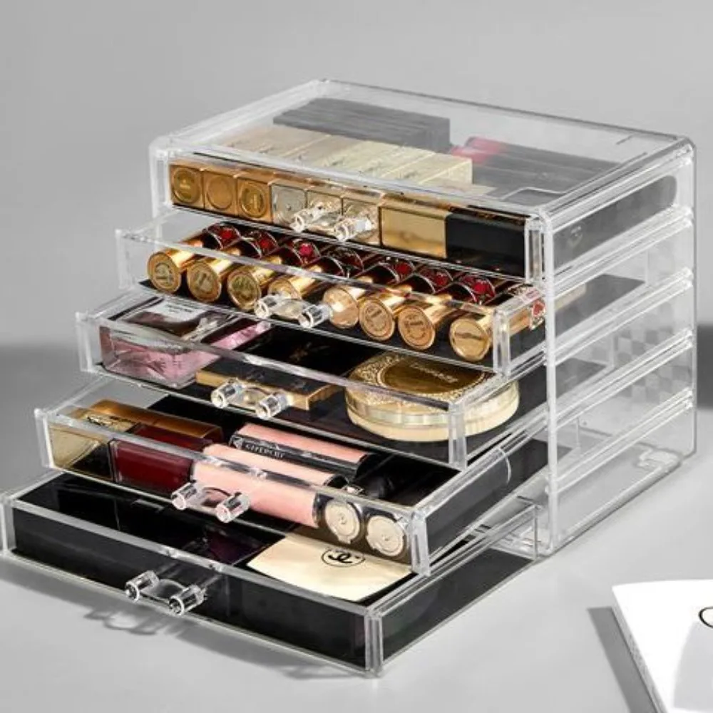 Home Office Storage Transparent Drawer Storage Box Office Supplies Desk Accessories Acrylic Mask Lipstick Watch Jewelry Box