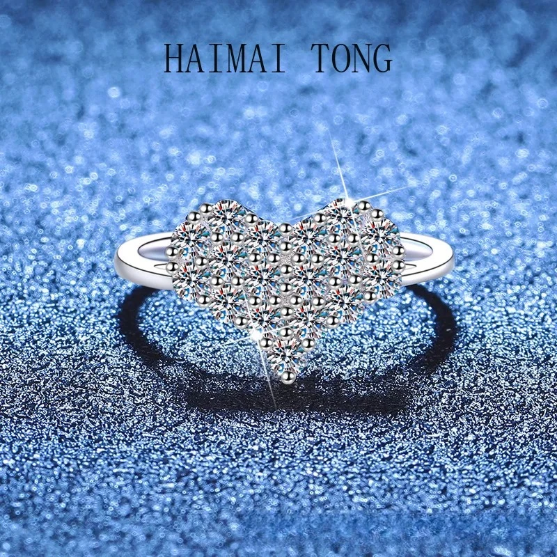 

HAIMAITONG PT950 платиновое кольцо с муассанитом, женское кольцо с бриллиантом, кольцо с бриллиантом, группа, инкрустированное муассанитом, любовь, полное кольцо для женщин