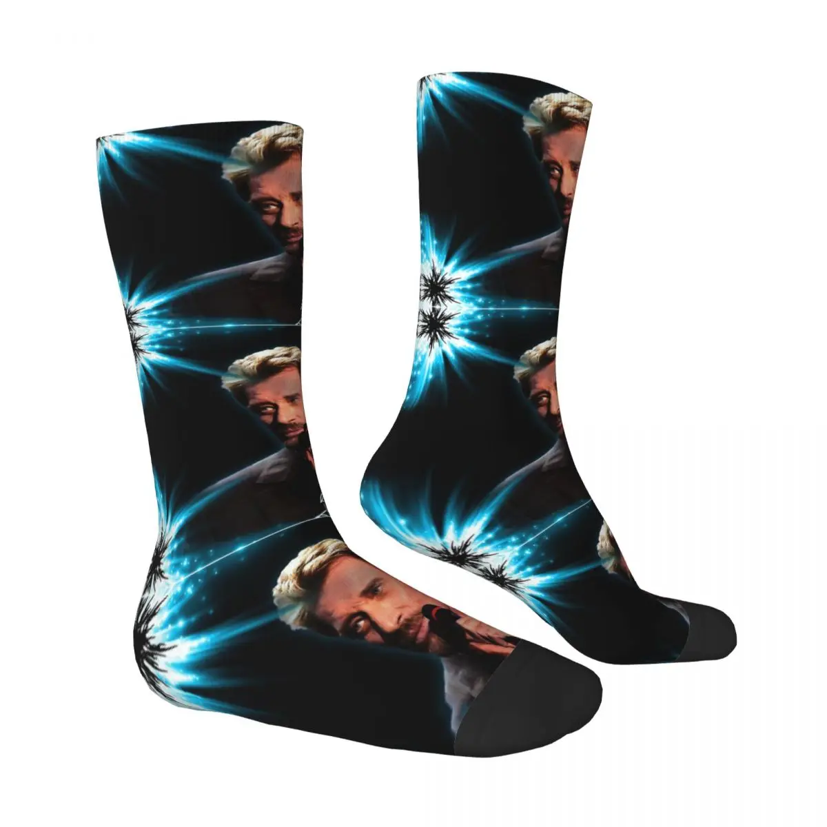 Tribute Johnny Hallyday Rock Music French Singer Socks Male Mens Women Spring Stockings Polyester