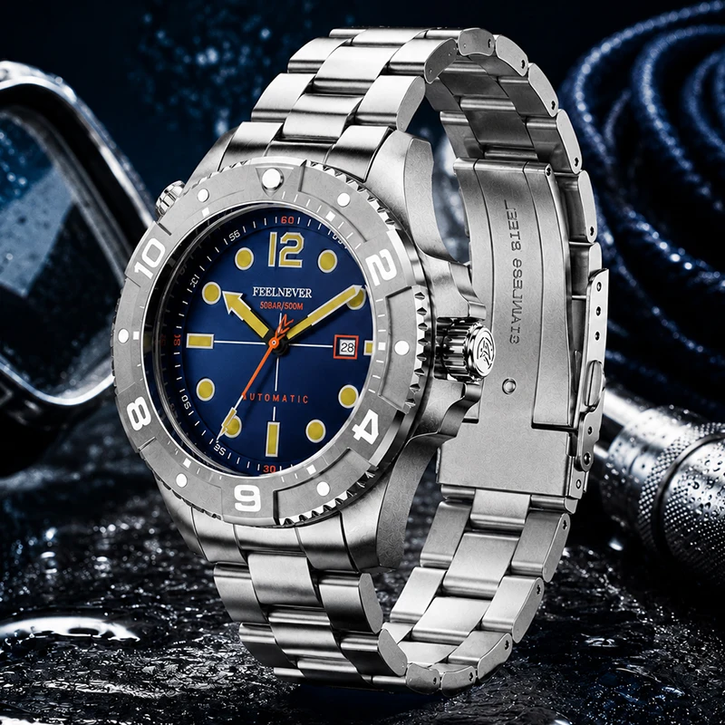 FEELNEVER New Blue Dive Automatic Watches for Men Top Brand Luxury Sapphire Men's MIYOTA 8215 Mechanical Wristwatch Montre Homme